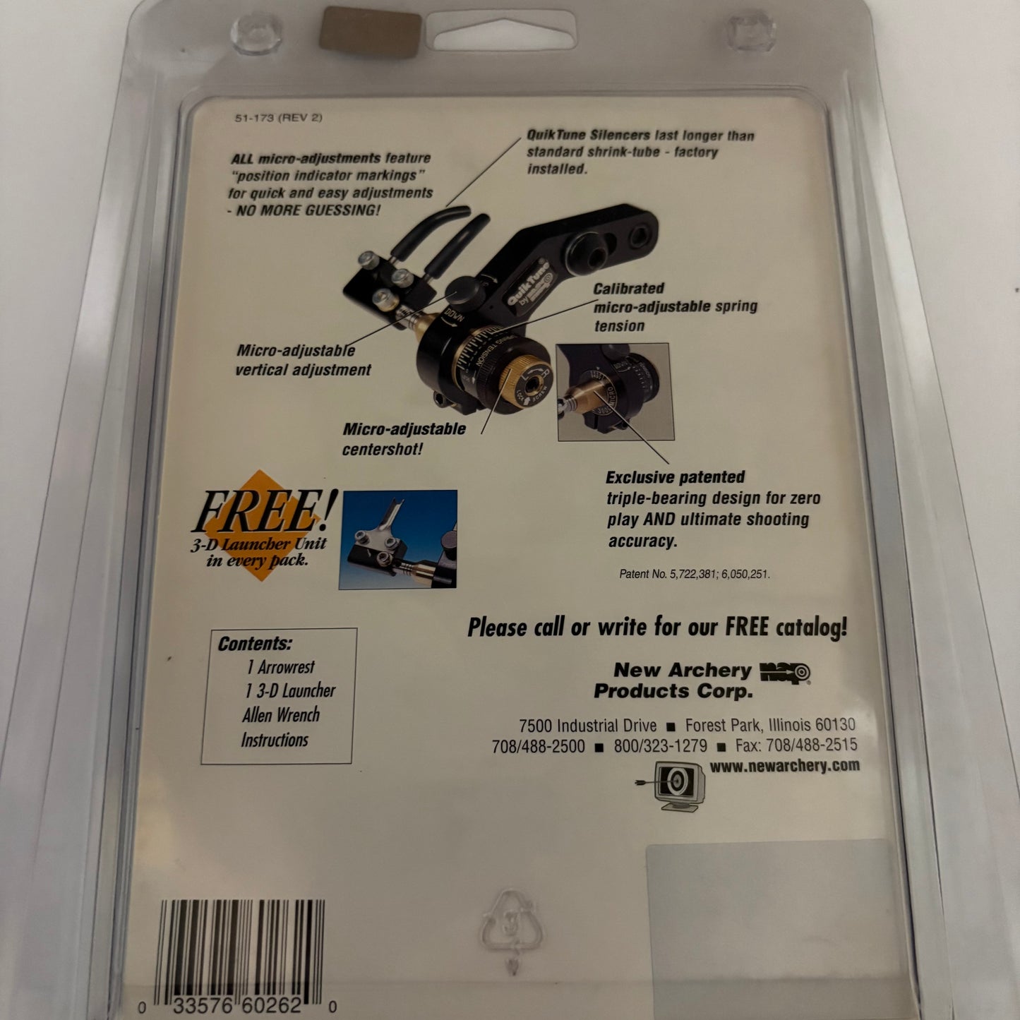NAP Quiktune 3000 Compound Arrow Rest LH - NEW (#346)