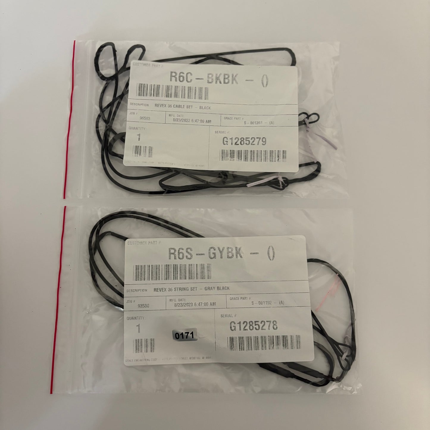 G5 Prime Revex 6 Full String & Cable Set Grey/Black - NEW (#171)