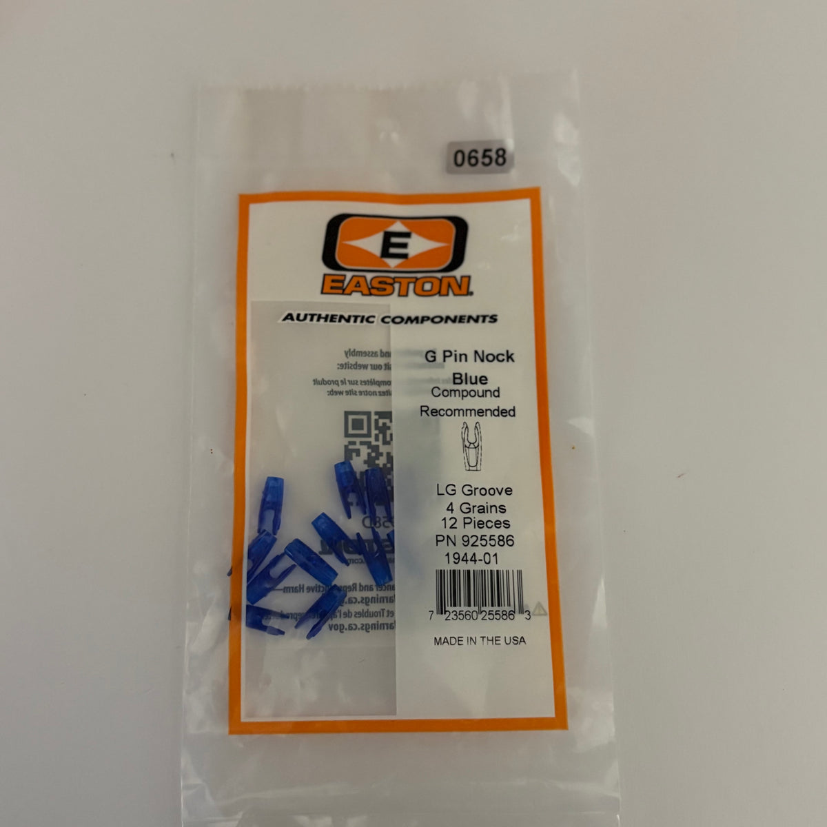 Easton G Pin Nock Compound Large Groove Blue - NEW (#658)