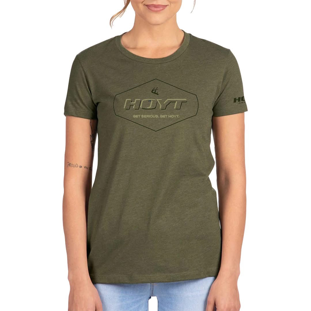 Hoyt Ladies T-Shirt 'Sage Crest' Size M/L - NEW (#G65)