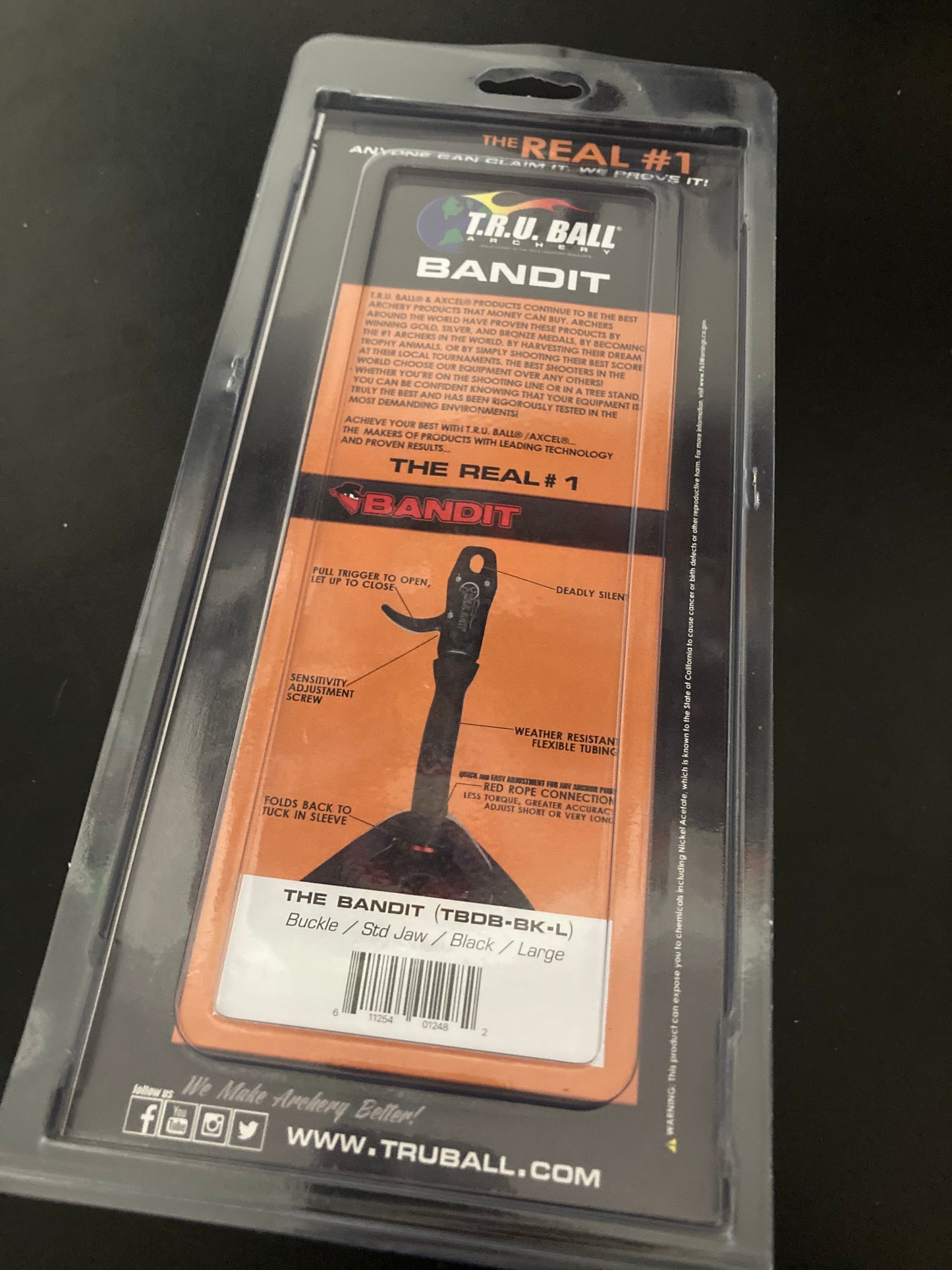 TRU Ball Bandit Buckle Wrist Release Black - NEW (#206)