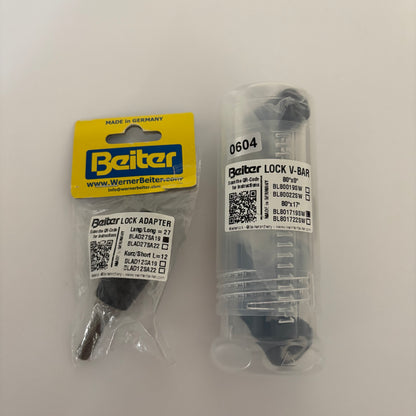 Beiter Lock V-bar 80x17 Incl. Conical adapters and Front Lock Adapter - NEW (#604)