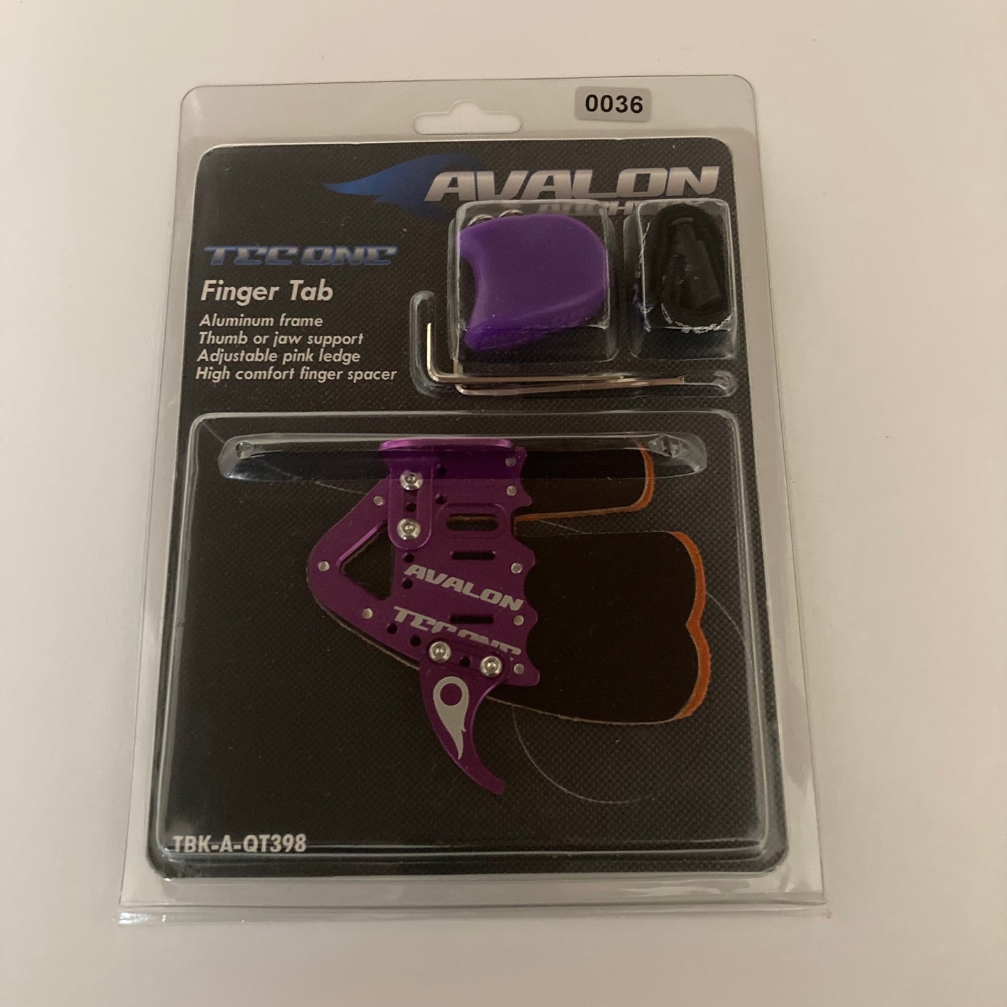 Avalon Tec One Recurve Finger Tab LH Small Purple - NEW (#36)