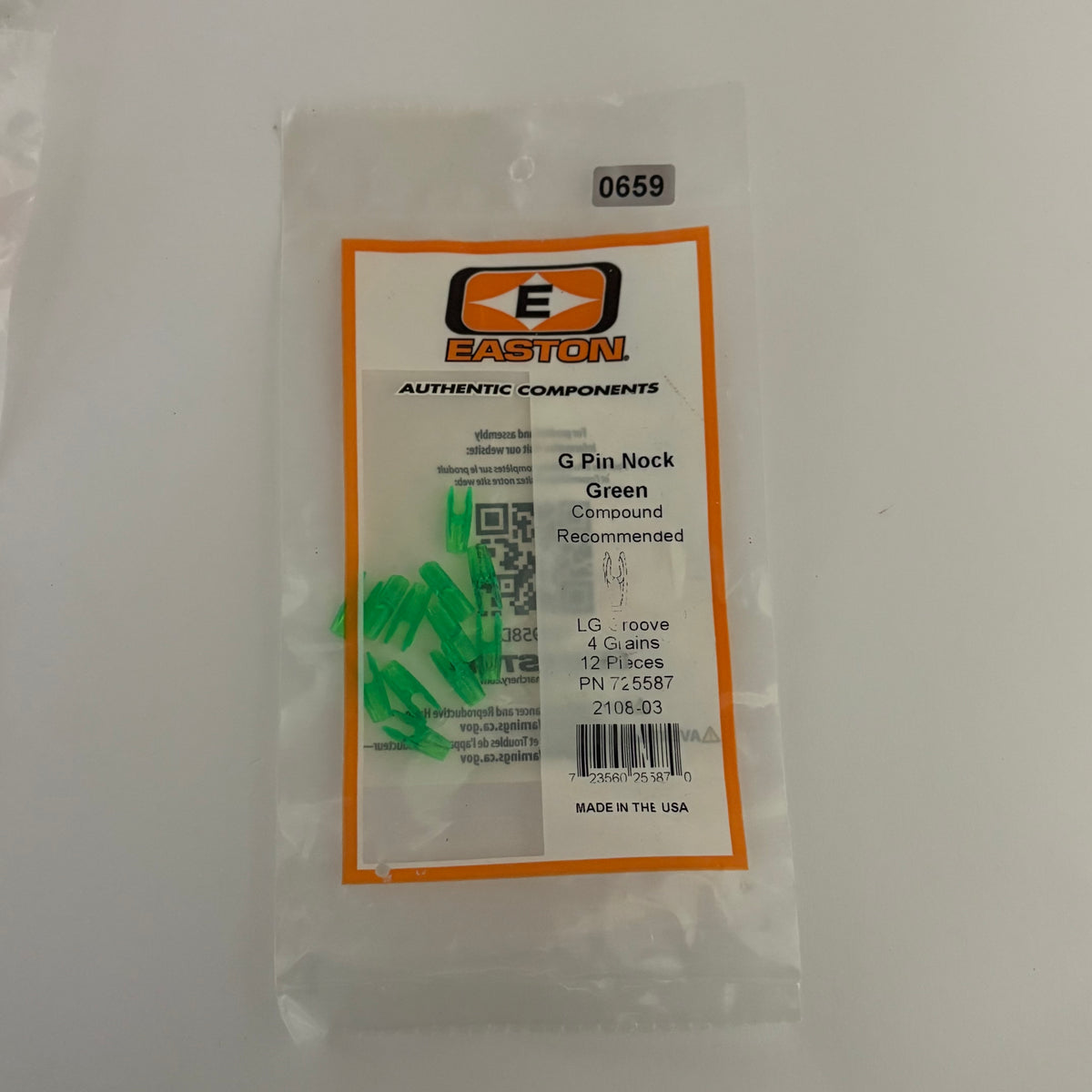 Easton G Pin Nock Compound Large Groove Green - NEW (#659)